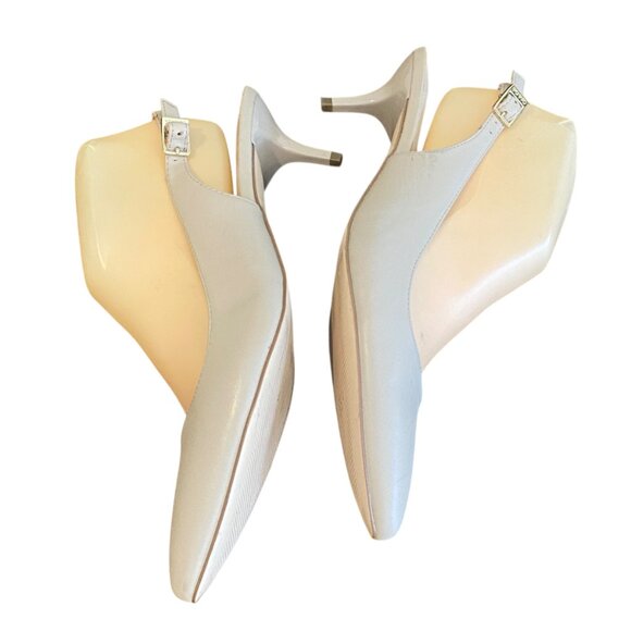 Calvin Klein Nasser Kitten Heel Slingback Pump Sz 9 Taupe Nude Beige #199S - Picture 5 of 11